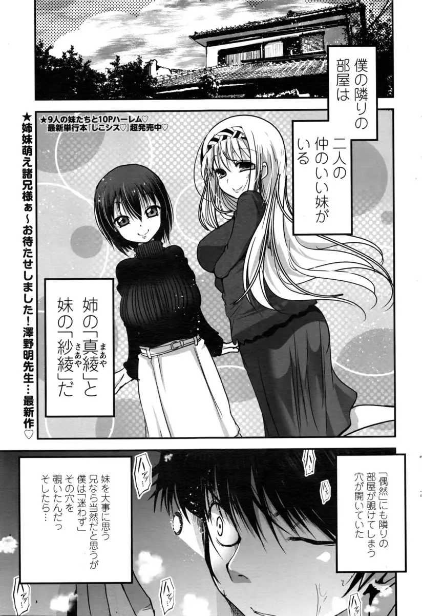 【エロ漫画】のぞき穴から隣の部屋の妹たちが百合セックスする姿を見てオナニーしていた兄が見つかり、3P逆レイプで妹たちに犯されおもちゃにされる！