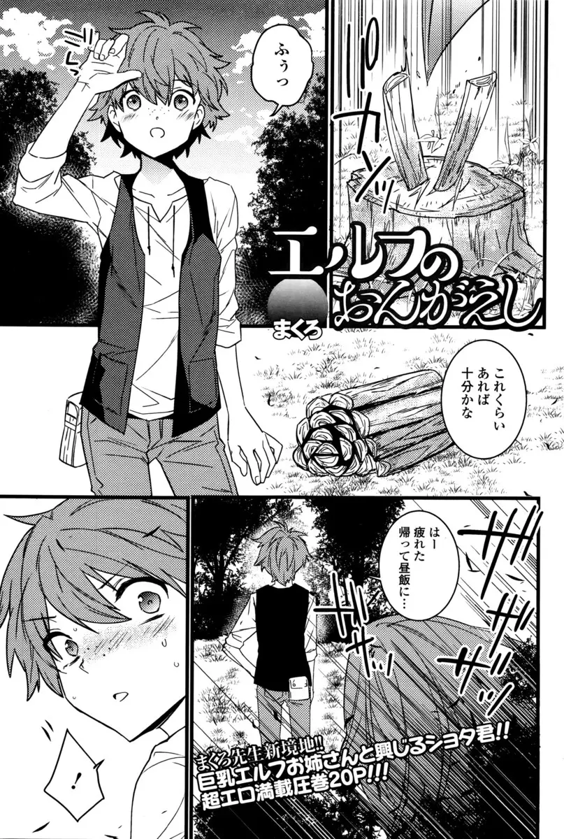 【エロ漫画】どこかから逃げてきた傷だらけの巨乳エルフを何も言わずに匿って一緒に生活するうちに仲良くなったショタがお礼に筆下ろししてもらい結婚した件♡